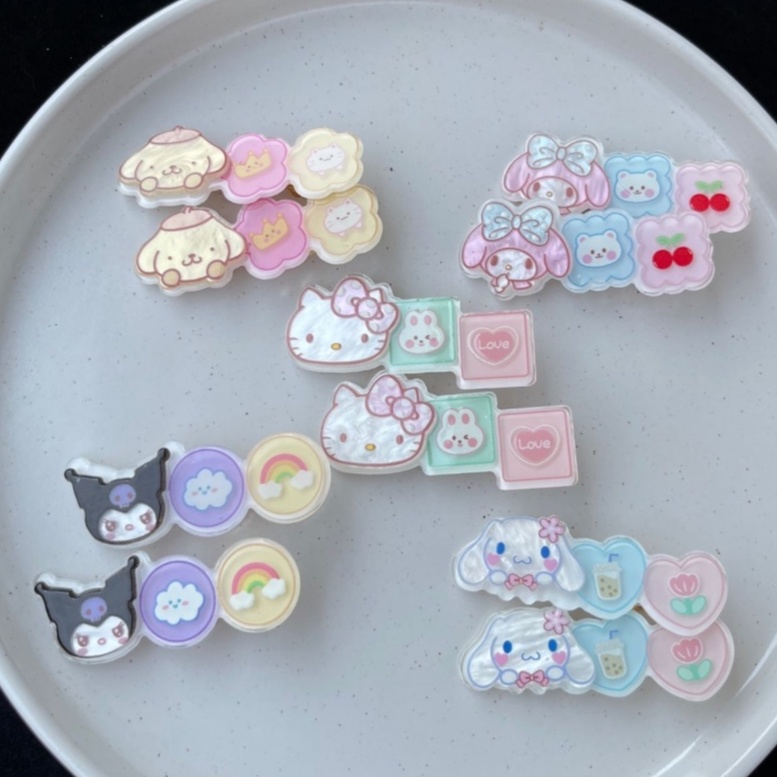 น่ารัก-sanrio-square-hair-clip-cinnamoroll-hair-clip-cute-my-melody-bang-clip-hello-cartoon-hair-clip-ของขวัญ