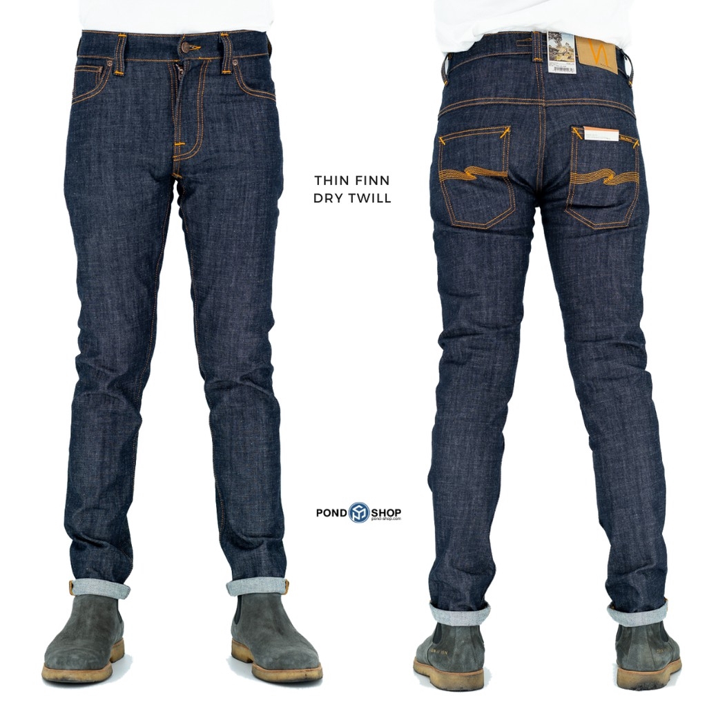 ภาพหน้าปกสินค้า*Thin Finn Dry Twill (แถมฟรี ถุงผ้ามูลค่า 300 บาท) ยีนส์ผ้าดิบ แบรนด์ Nudie 100% นำเข้าจากยุโรป จากร้าน pond_shop บน Shopee