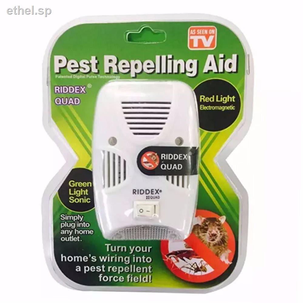 pest-repelling-aid-เครื่องไล่-riddex-quad-ไล่หนู-มด-แมลง-แมงมุม-มีไฟส่องสว่างทางเดิน