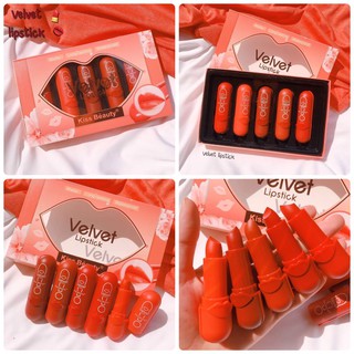 Kiss Beauty Velvet lipstick /ลิป5แท่ง 5สี