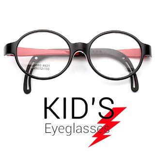 KOREA แว่นตาแฟชั่นเด็ก แว่นตาเด็ก รุ่น 8821 C-2 สีดำขาแดง ขาข้อต่อ วัสดุ TR-90 (สำหรับตัดเลนส์) เบาสวมไส่สบาย