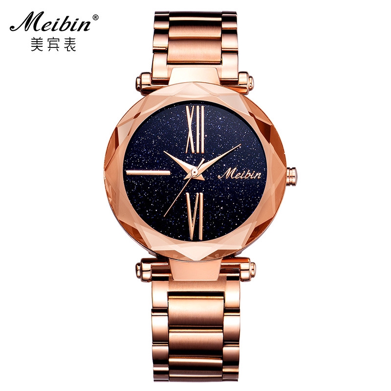 meibin-1199-นาฬิกาข้อมือควอทซ์อะนาล็อกกันน้ำสำหรับผู้หญิง