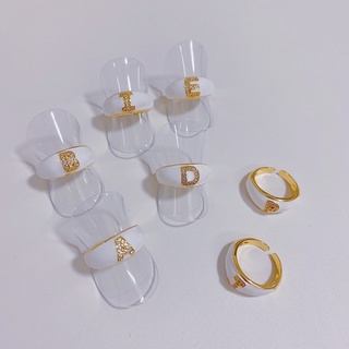 ภาพขนาดย่อของภาพหน้าปกสินค้าseadada แหวนตัวอักษร แหวน แหวนคู่ งานชุบทองคำขาว 14k letter ring จากร้าน seadada บน Shopee