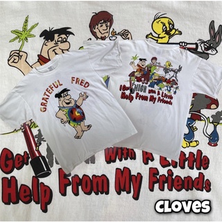 Cloves vintage T-shirt The Flintstones Grateful Fred เสื้อยืดงานป้าย Wild Oats cotton100% UNISEX