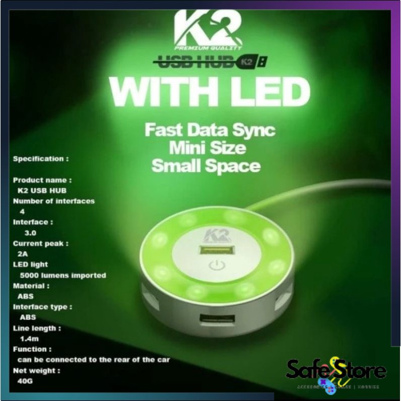 ฮับ Usb 4 พอร์ต พร้อมไฟ LED K2 พรีเมี่ยม | Shopee Thailand