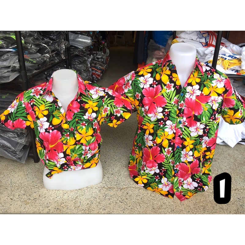 ภาพสินค้าเสื้อลายดอกชบาใหญ่ เสื้อสงกรานต์ลายดอก จากร้าน kidseilenser บน Shopee ภาพที่ 1