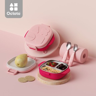 Octoto Bento Box Set กล่องเก็บอาหารสเตนเลส มาพร้อม ช้อน ส้อม ในตัว สำหรับน้อง 6 เดือนขึ้นไป