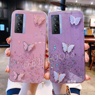 เคสโทรศัพท์ VIVO X70 X60 Pro Casing Solid Glitter Diamond Butterfly Luxury เคส VivoX70 Pro Transparent Star Bling Phone Case