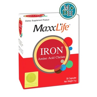 ภาพหน้าปกสินค้าMaxxLife Iron Amino Acid Chelate แม็กซ์ไลฟ์ อาหารเสริมที่ช่วยในการเพิ่ม ธาตุเหล็ก ขนาด 30 แคปซูล 07421 ที่เกี่ยวข้อง