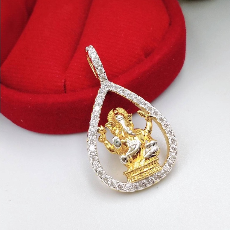ภาพหน้าปกสินค้าjewelryshop365 k601 จี้พระพิฆเนศหยดน้ำล้อมเพรช จี้พระ จี้ชุบทอง องคฺเล็กๆน่ารัก