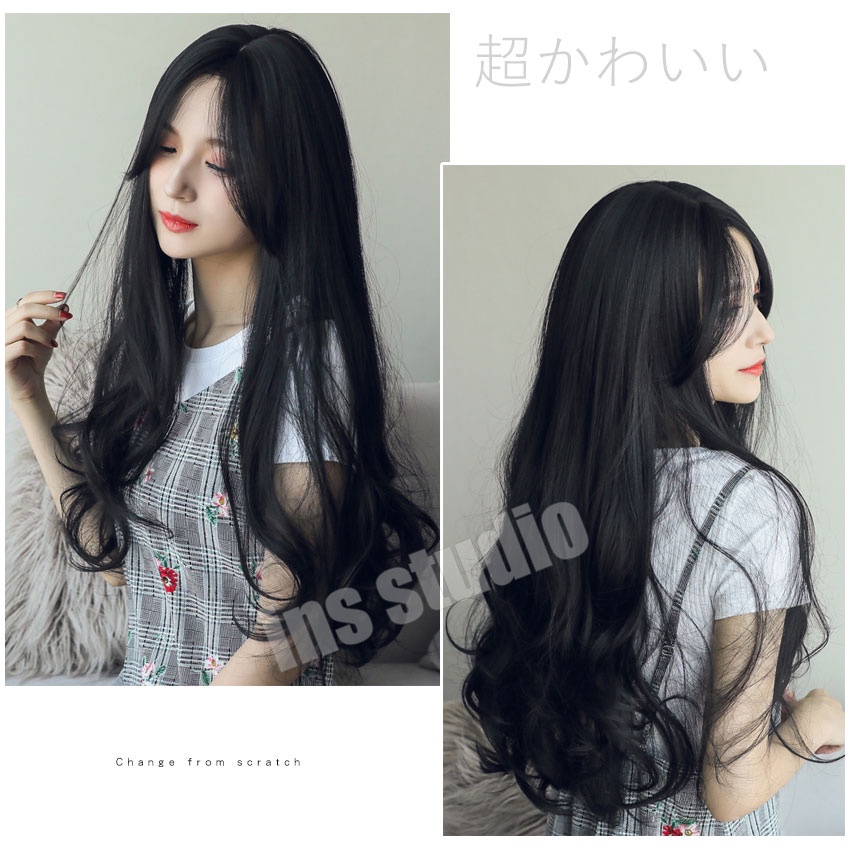 womens-lady-wavy-hair-full-วิกผมทรงยาวปลายลอน-แถมnetฟรี-wig-วิกผมคอสเพลย์-ลอนเมอร์เมด