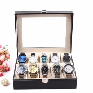 กล่องเก็บนาฬิกาข้อมือ 10 เรือน ด้านในบุกำมะหยี่ กล่องใส่นาฬิกา watch box