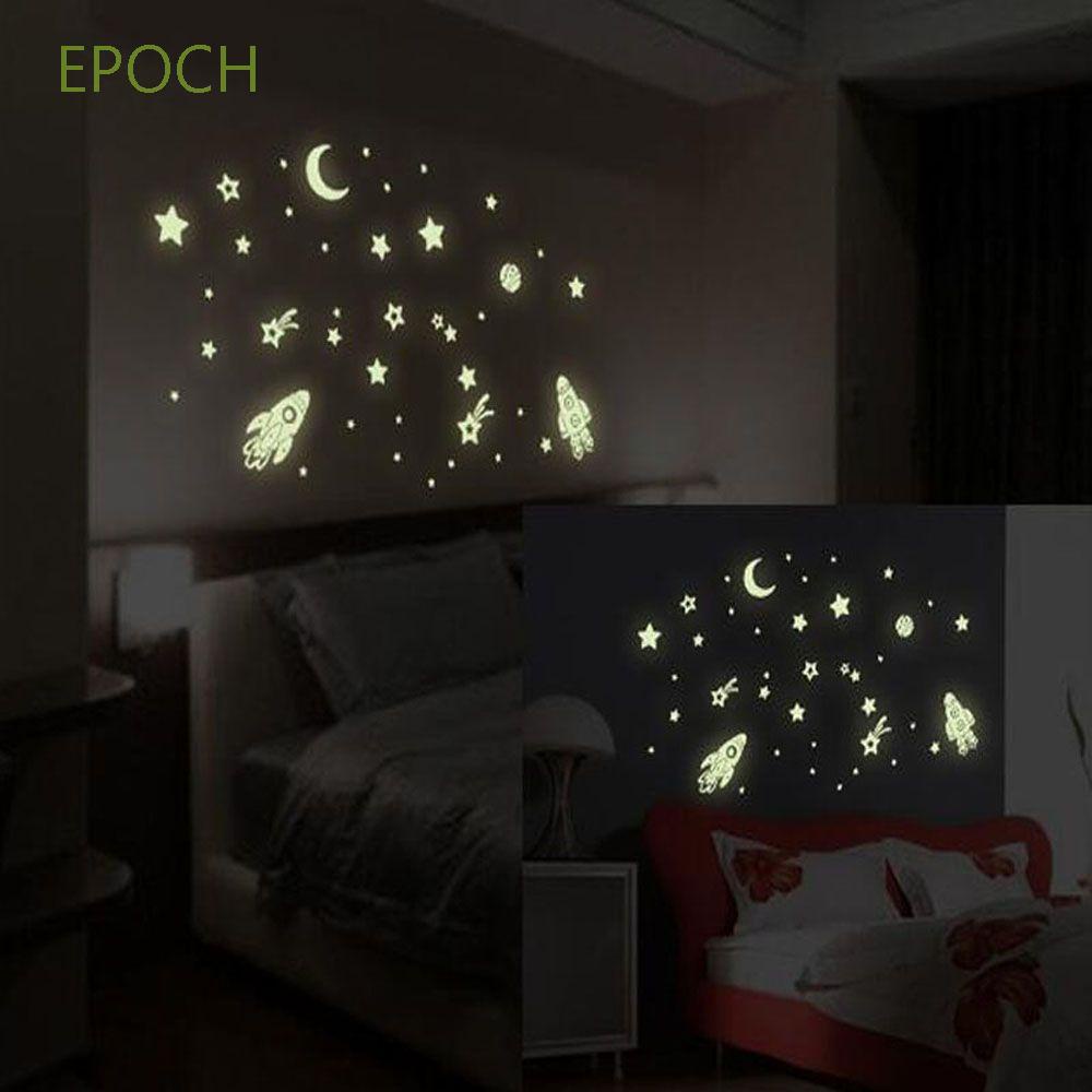 epoch-diy-สติ๊กเกอร์พีวีซีติดผนังเรืองแสงในที่มืดลายดาวจรวดตกแต่งบ้านห้องเด็ก