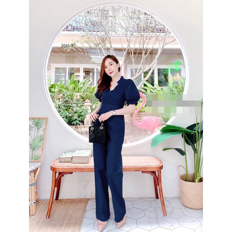 จั้มสูทขายาว-แขนพองกระดุมหน้า