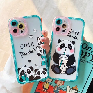 เคสโทรศัพท์มือถือแบบนิ่ม ใส ลายแพนด้าน่ารัก สําหรับ OPPO A57 2022 A92 A16 A15 A15S A3S A12E A5S A7 A12 F9 F11 A9 A5 2020 A53 A33 A31 A52 A54 A74 A77 5G A1K A94 A95 A93 A16K A76 A96 4G