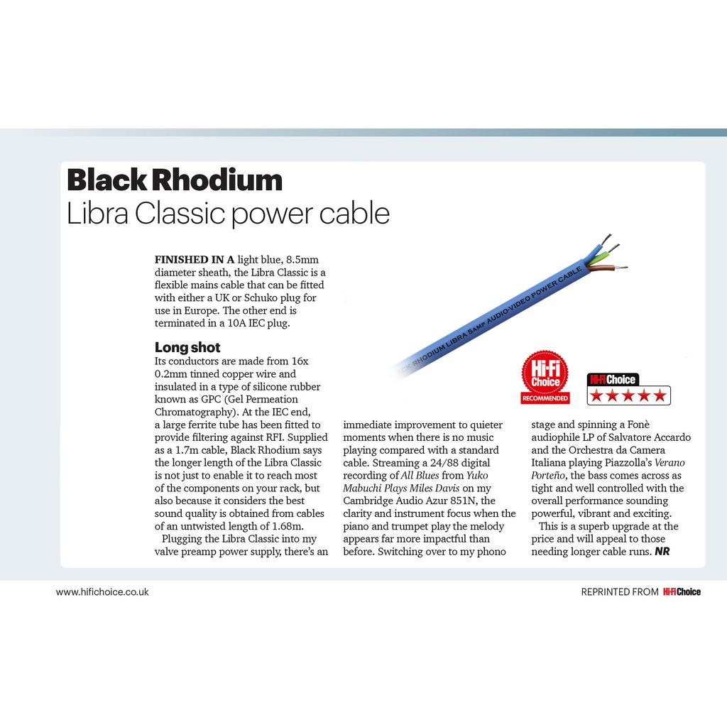สายไฟขนาดเล็ก Black Rhodium รุ่น Libra 5A Power Cable made in England ...