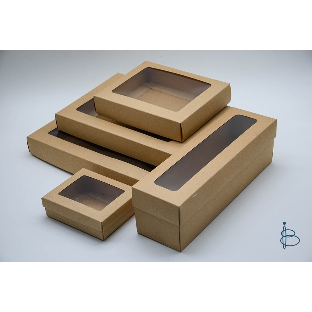 กล่องของขวัญ-กล่องกระดาษคราฟท์-เจาะหน้าต่าง-แพ็ค-12-ใบ