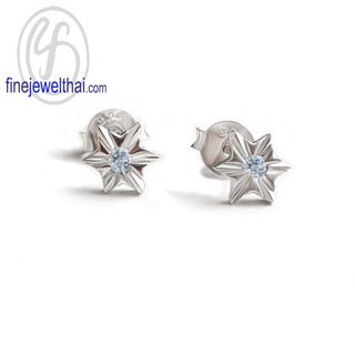 Finejewelthai-ต่างหูอะความารีน-อะความารีน-ต่างหูเงินแท้-ต่างหูพลอย-Aquamarine-Silver-Earring-Birthstone-E1156aq-p