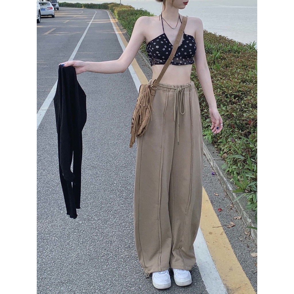กางเกงฮิปฮอปผู้หญิง-กางเกงลำลองเอวสูง-drawstring-สำหรับผู้หญิง-ฤดูใบไม้ผลิ-2022-กางเกงขากว้างทรงหลวมย้อนยุคใหม่
