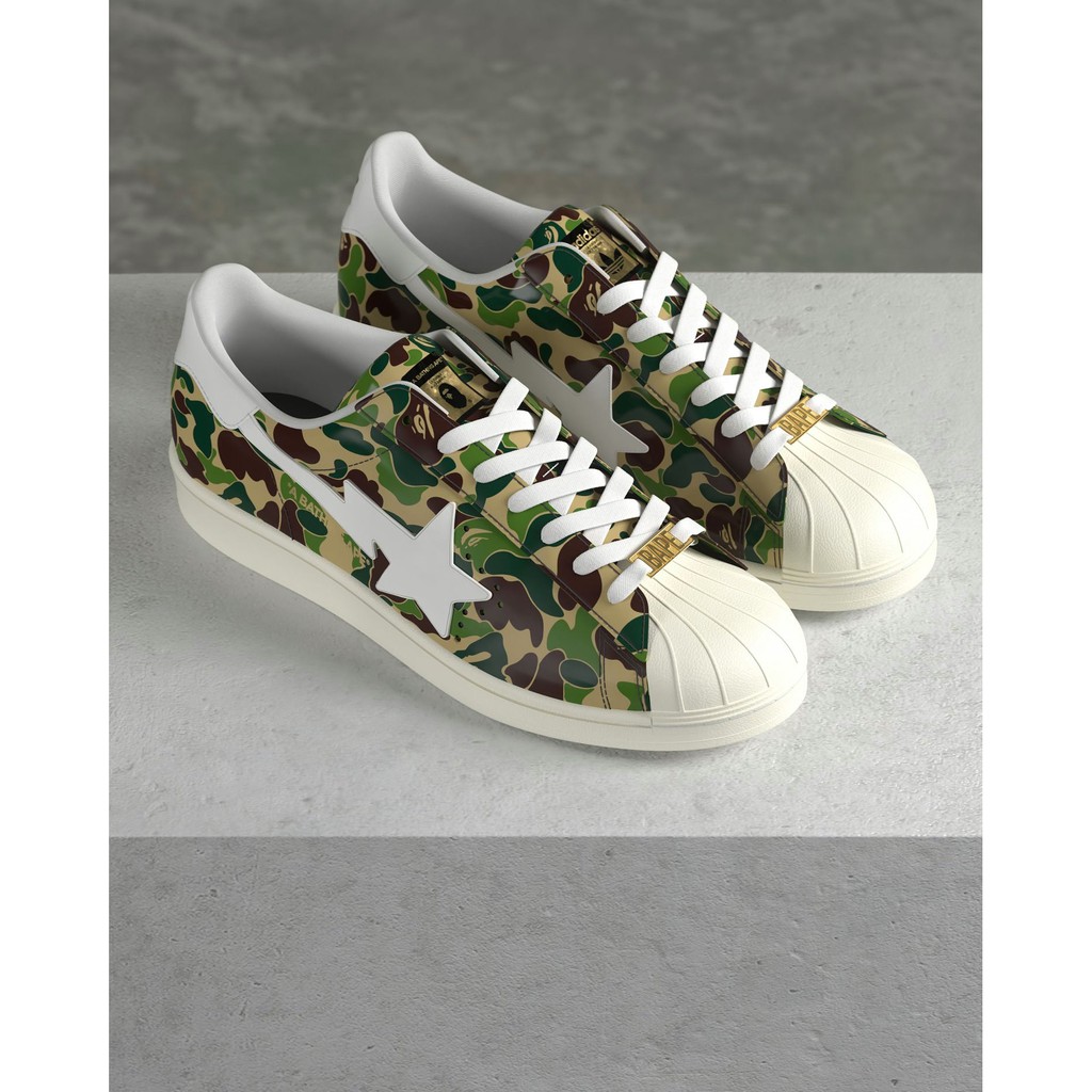Adidas Originals x BAPE Superstar 80 s Green Camo Shopee Thailand