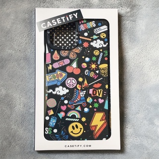 Casetify X เคสโทรศัพท์มือถือ ซิลิโคนนุ่ม ลายสติกเกอร์หน้ายิ้ม สีเหลือง สีดํา สําหรับ IPhone 13 Pro MAX 12 Pro MAX 11 Pro MAX XS MAX XR X 7 8 Plus