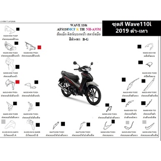 ชุดสี Wave110ไอ 2019 สีดำ เทา ล้อแม็ก เฟรมสี เวฟ110ไอ 2019 ดำ เทา ล้อแม็ก เต็มคัน  ชุดสีเวฟ110i เบิกศูนย์ แท้