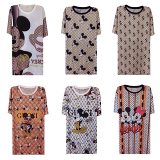 เดรสลายมิกกี้เม้าส์ ผ้ารู (Size สาวอวบ)