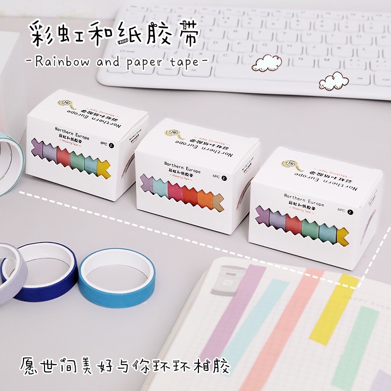 washi-tape-rainbow-and-paper-tape-เทปวาชิ-เทปตกแต่ง-diy-masking-tape