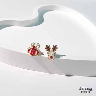 Christmas earring ต่างหูเกาหลี ต่างหูแฟชั่น ต่างหูก้านเงินแท้ S925 ต่างหู