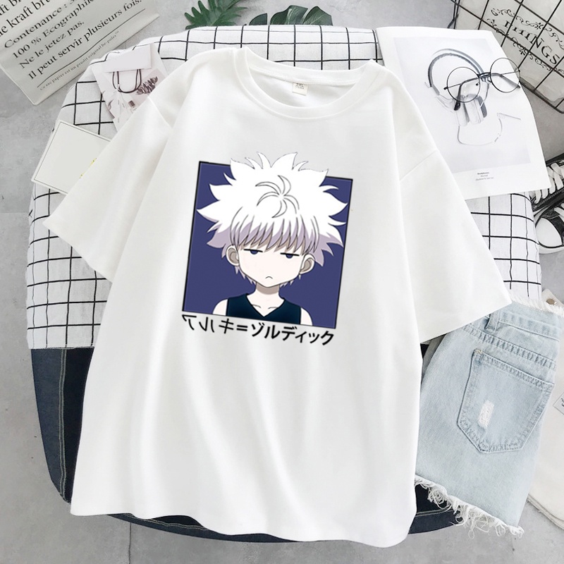 round-คอลูกเรือผู้ชายผู้หญิงเสื้อยืด-tops-kawaii-hunter-x-hunter-tshirt-killua-zoldyck-เสื้อยืดลูกเรือคอติดตั้งนุ่มอะนิเ