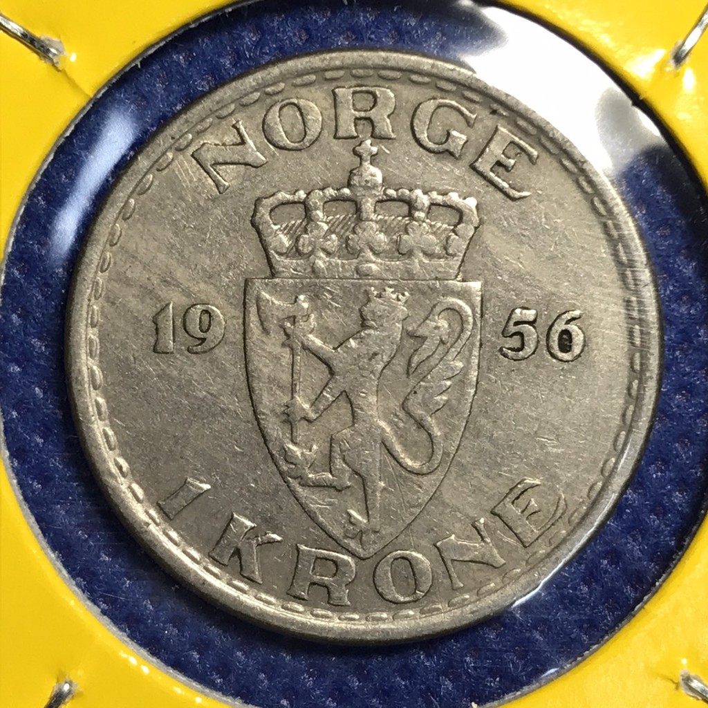 เหรียญเก่า-13486-ปี1956-นอร์เวย์-1-krone-เหรียญต่างประเทศ-เหรียญสะสม-เหรียญหายาก