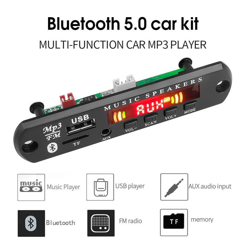 ภาพหน้าปกสินค้าบอร์ดโมดูลถอดรหัส เครื่องเล่นเพลง MP3 วิทยุ FM AUX ไร้สาย บลูทูธ 7V-18V USB TF สําหรับลําโพงรถยนต์ จากร้าน jimhong01.th บน Shopee