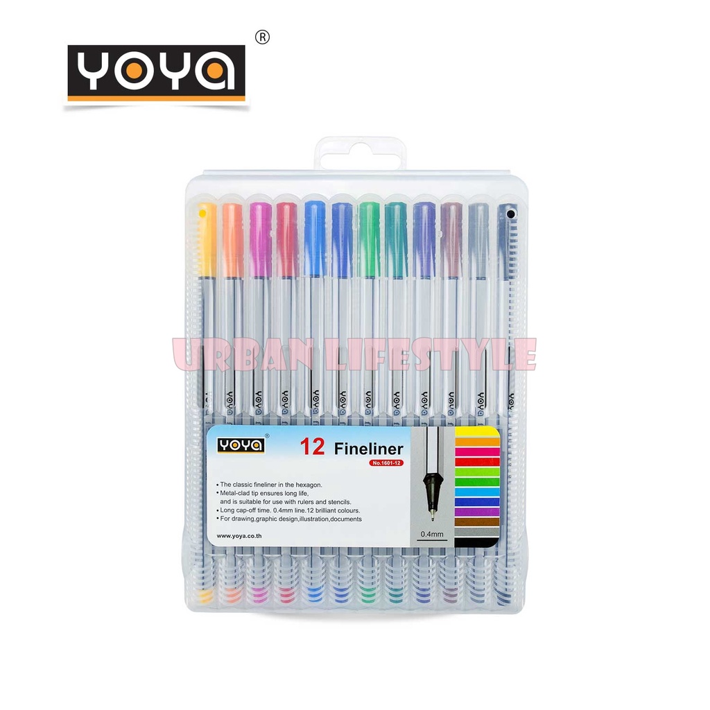 yoya-fineliner-โยย่า-ปากกาไลน์เนอร์-รุ่น-1601-12-ปากกาสี