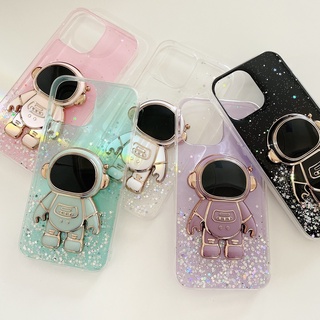เคสโทรศัพท์มือถือ ลายนักบินอวกาศ 3D แต่งกลิตเตอร์ พร้อมขาตั้ง พับได้ สําหรับ Samsung Galaxy J7Prime A02 A03 A10s A20s A21s A50s A50 A30s A10 A20 A30 A31