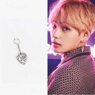 ต่างหูกระดุมแฟชั่น KPOP BTS V Heart Pick Earrings 1 ชิ้น