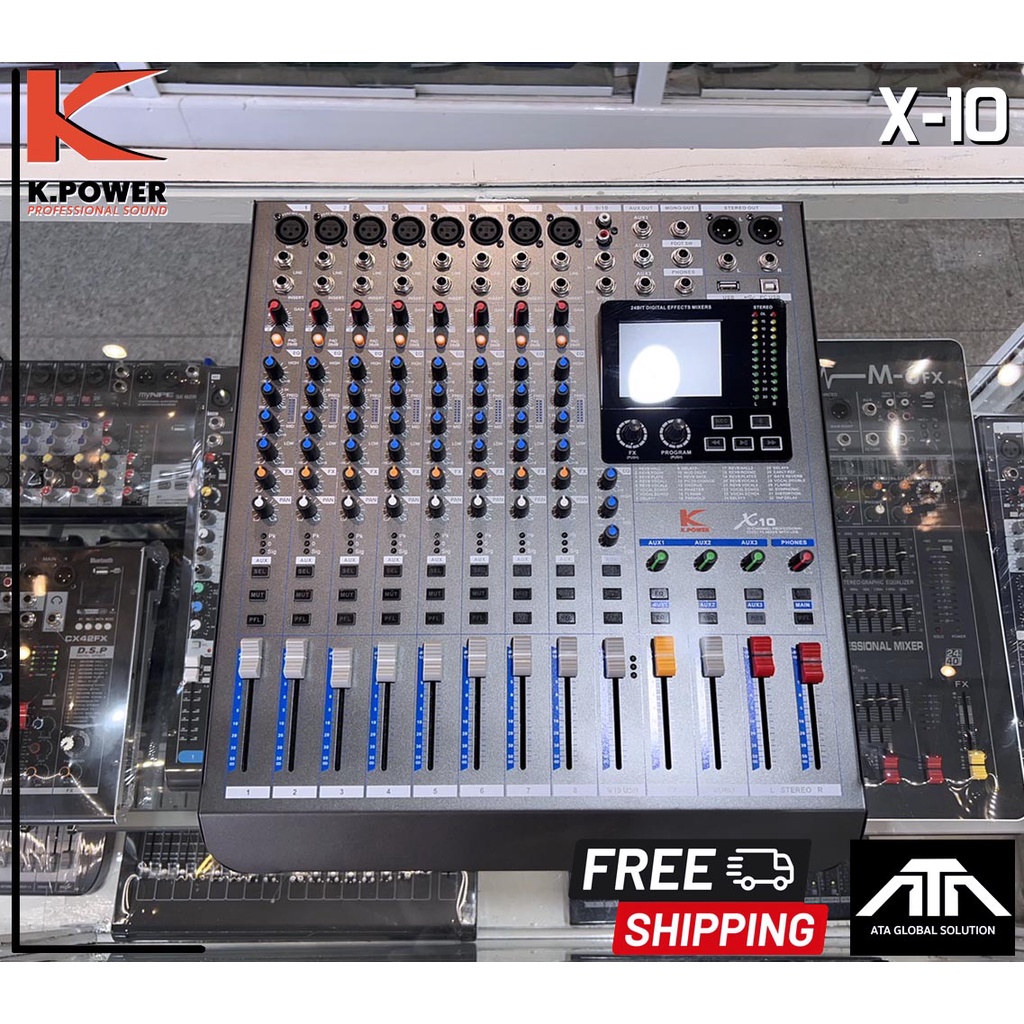 ส่งฟรี-digital-mixer-k-power-x-10-ดิจิตอล-มิกซ์เซอร์-10-channels-mixer-8-mono-2-stereo-k-power-x10