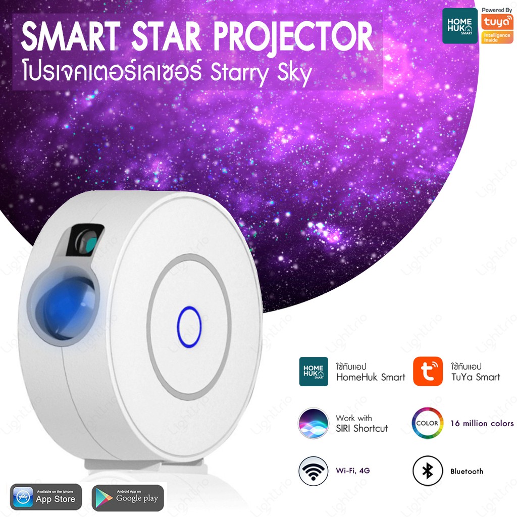 ภาพหน้าปกสินค้าSmart Star Projector LED Wi-Fi โปรเจคเตอร์ฉายไฟ galaxy รองรับ IOS และ Andriod รุ่น SM-PJT01 - TUYA