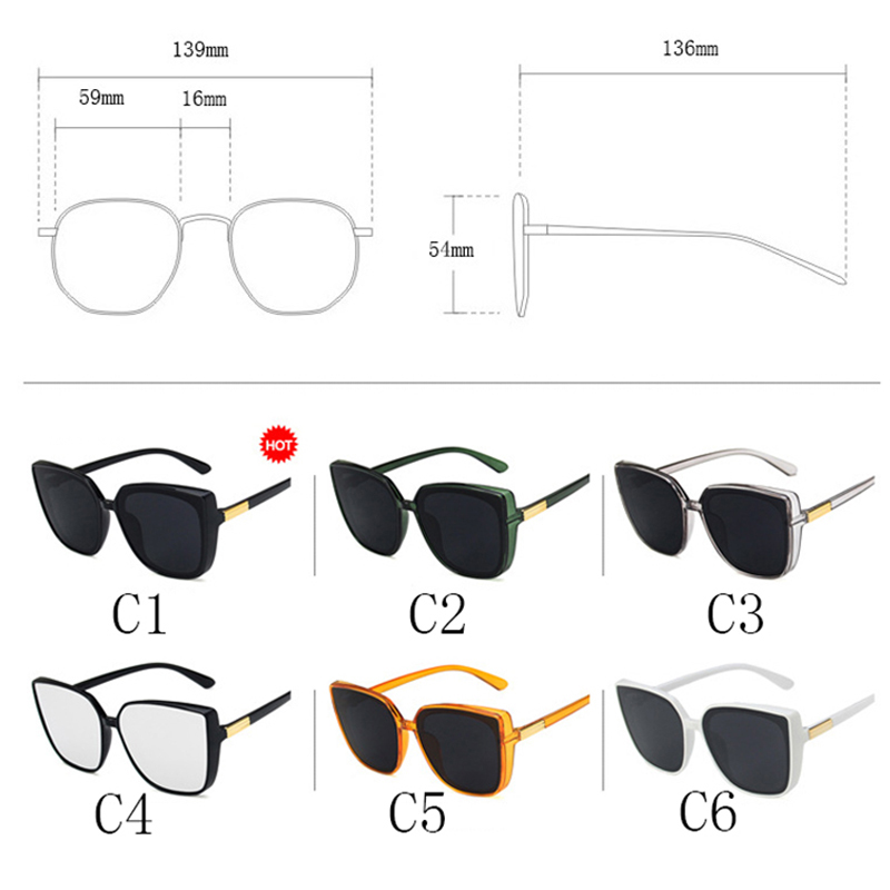 ภาพหน้าปกสินค้าแว่นตากันแดดผู้หญิงเกาหลีทรง cat eye คลาสสิก unisex แว่นตาย้อนยุคแฟชั่นแว่นตากันแดดทรงสี่เหลี่ยม จากร้าน junyi.th บน Shopee