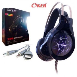OKer Headphone X96 LED มี7สี หูฟัง โอเคอร์ครอบหู ต่อ มือถือ คอมพิวเตอร์ ฌน๊ตบุค  ไฟกระพริบ7สี