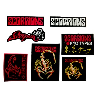 Scorpions ตัวรีดติดเสื้อ หมวก กระเป๋า แจ๊คเก็ตยีนส์ Hipster Embroidered Iron on Patch  DIY