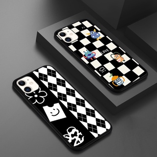 Black and white checkered phone case Samsung Note 10 Plus เคส Samsung Note 20 Ultra Note 10 Plus Note 9 8 5 4 3 S7 S8 S6 Edge S5 TPU เคสโทรศัพท์ เนื้อแมตต์ M025