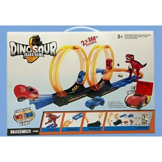 ของเล่น Dinosaur Race Track Game (ไดโนเสาร์)รถวิ่งรางไดโนเสาร์ ตีลังกา 360 องศา จำนวน 20 ชิ้น รถลากเข็นรางตีลังกา 2 รอบ