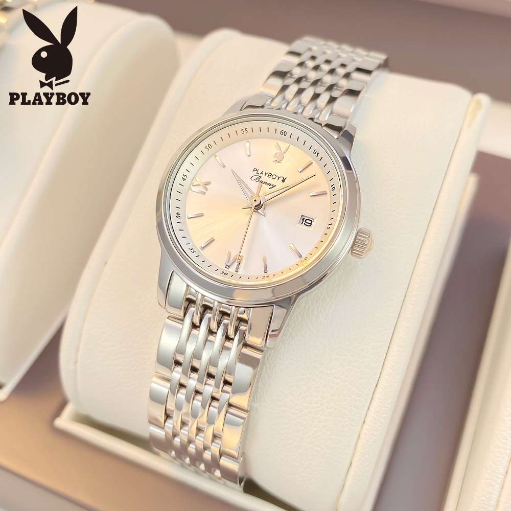 ภาพหน้าปกสินค้าPLAYBOY 5556 นาฬิกาข้อมือผู้หญิงกันน้ำ นาฬิกาแบรนด์เนม รับประกัน 3 ปี แฟชั่น สีดำ ทอง เงิน