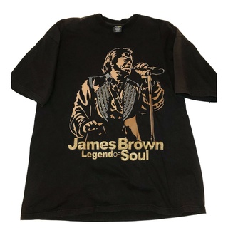เสื้อยืดวงดนตรีเสื้อยืด พิมพ์ลายกราฟิกนักร้อง James Brown Legend Of Soul สีน้ําตาล สําหรับผู้ชายall size