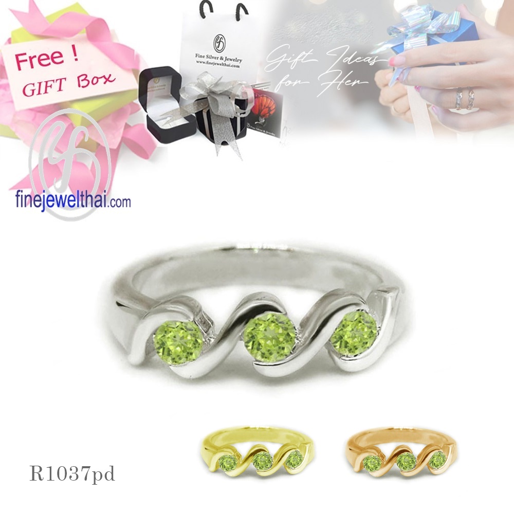 finejewelthai-แหวนเพอริดอท-เพอริดอท-แหวนเงินแท้-แหวนพลอยแท้-แหวนประจำเดือนเกิด-peridot-silver-ring-r1037pd