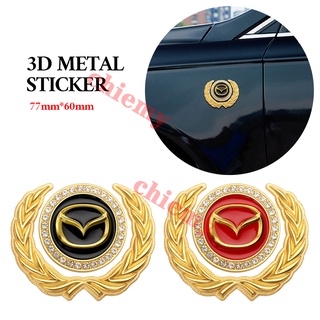 โลโก้รถ 3D โลหะสติกเกอร์ตกแต่งภายนอกรูปลอกสัญลักษณ์โลโก้รถยนต์สำหรับ Mazda MS Mazda2 Mazda3 Cx3 cx5