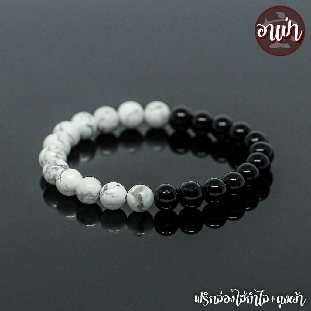 หินฮาวไลท์-howlite-หินนิลดำ-onyx-ขนาด-8-มิล-หินแท้-100-หินใจเย็น-หินสีขาว-หินนิลกาฬ-หินสีดำ-หินมงคล