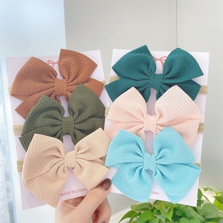 3 ชิ้น/เซ็ตสาวผมยืดหยุ่นผูกโบว์สีลูกกวาดน่ารักเด็กริบบิ้น &amp; Scrunchies Bowknot เครื่องประดับผมเด็ก