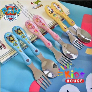 พร้อมส่ง ชุดช้อนส้อม ช้อนกินข้าวเด็ก ช้อน ส้อม Paw patrol พร้อมกล่องเก็บ