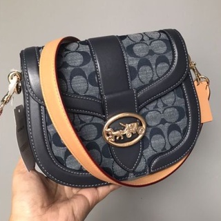 🎀 (สด-ผ่อน) COACH C4066 GEORGIE SADDLE BAG DENIM MULTI